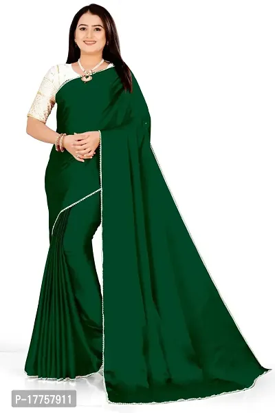 Beautiful Satin Silk Plain Saree with Sequence Work Full Sleeve Blouse –  Lehenga Closet