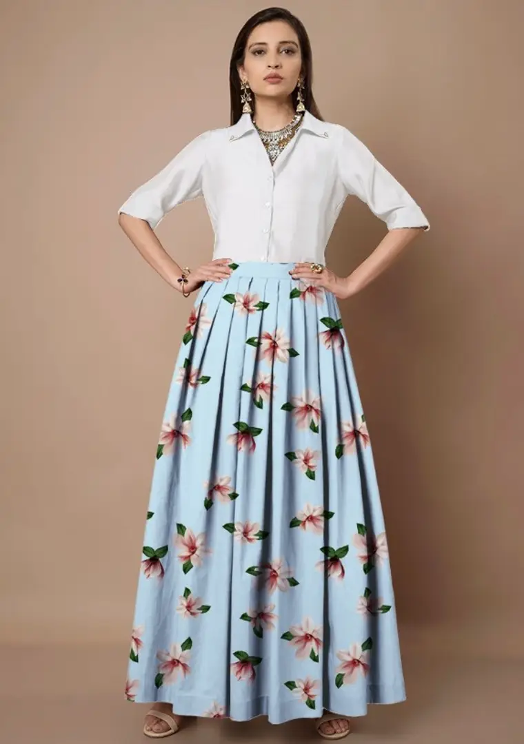 collar shirt with long skirt