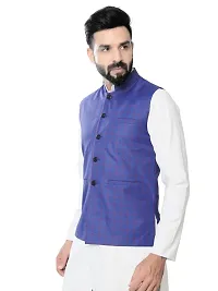 Classic Cotton Blend Checked Nehru Jackets for Men-thumb1