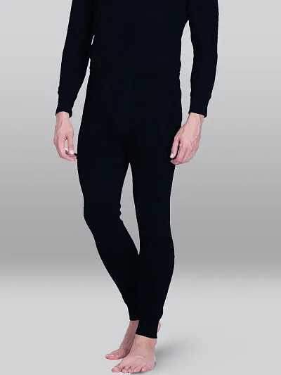 Stylish Black Cotton Solid Other Thermal Bottoms For Men