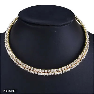 Name: Silver Chain Silver Chain Double Line Beautiful Round Shape Choker  Necklace Design Diamond Silver Plated