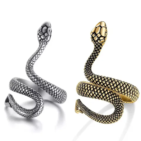 Snake Stainless ring  Steel (Adjustable Snake ring) Ring for Men  Women(Combo)
