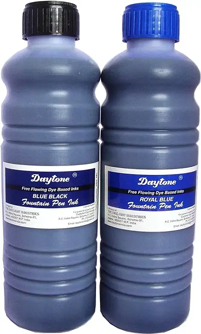 Daytone Fountain Pen Ink 500 Ml. Royal Blue and Blue Black Twin Pack