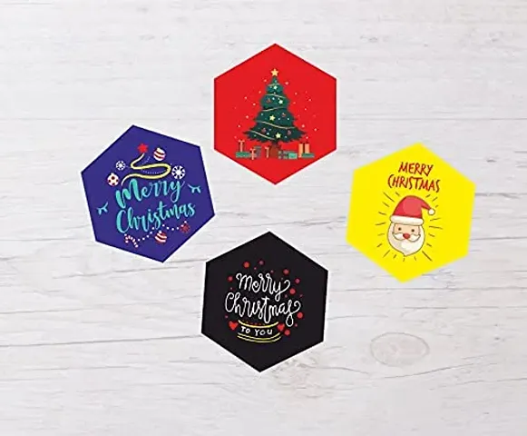 Visual Creation Merry Christmas Stickers Multicolor I Set of 30 ( 70 mm x 60 mm) (90)