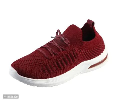 Stylish Maroon Synthetic Leather Solid Running Shoes For Women-thumb0