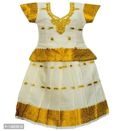Baby Lakshmi Yellow & Green Ready to Wear Pattu Pavadai - Absolutely Desi