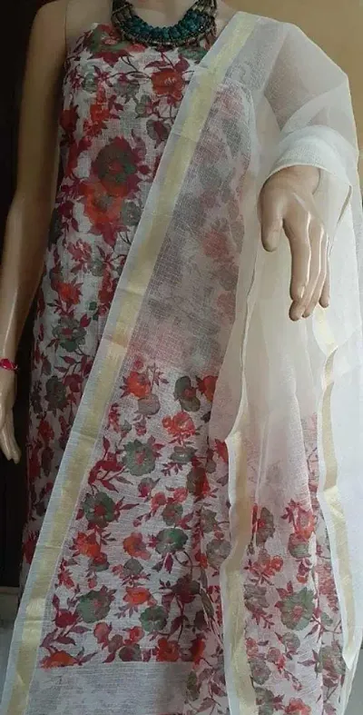 Trendy Kota Doria Cotton Printed Work Dress Material