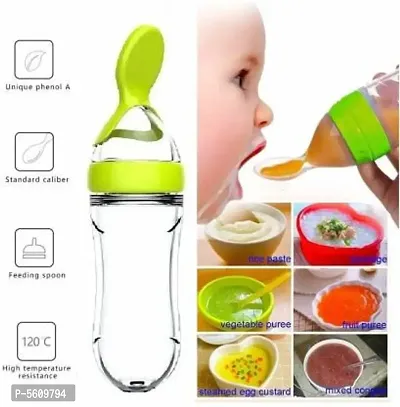 BPA Free Squeeze Style Bottle Feeder with Dispensing Spoon for Infant Newborn Toddler(PINK)