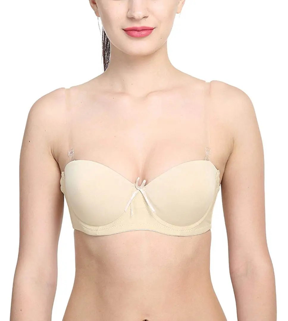 Women's Lightly Padded Transparent Strapless Underwired Push