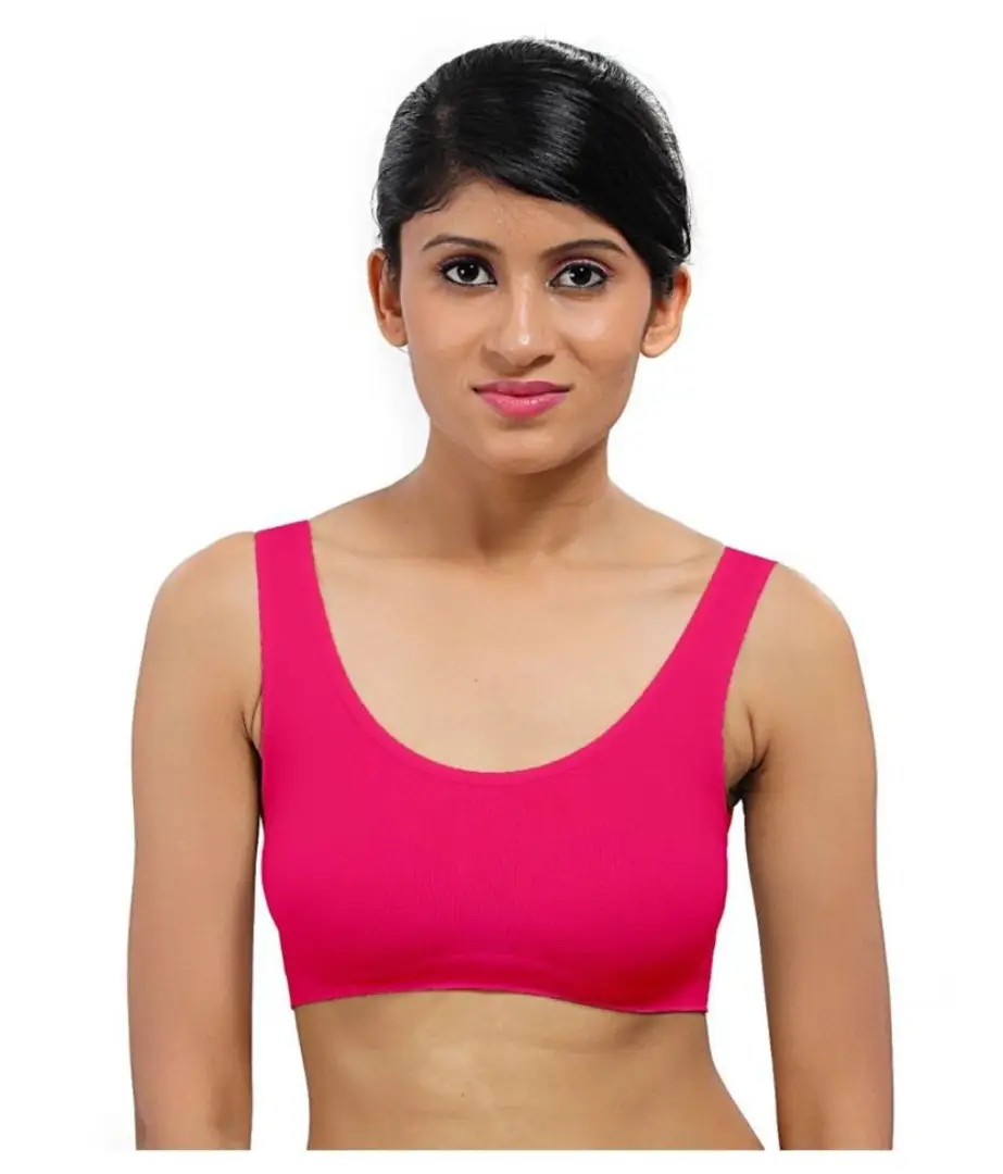 Pink Solid Seamless Padded Air Bra
