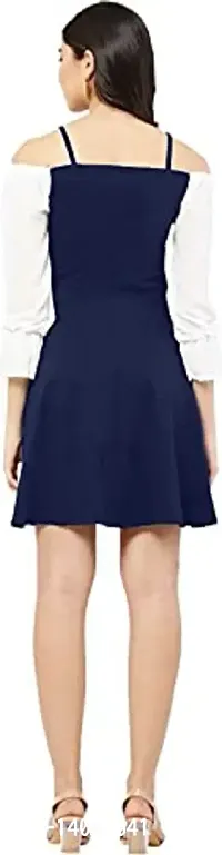 Solid Navy Blue Knee length Dress