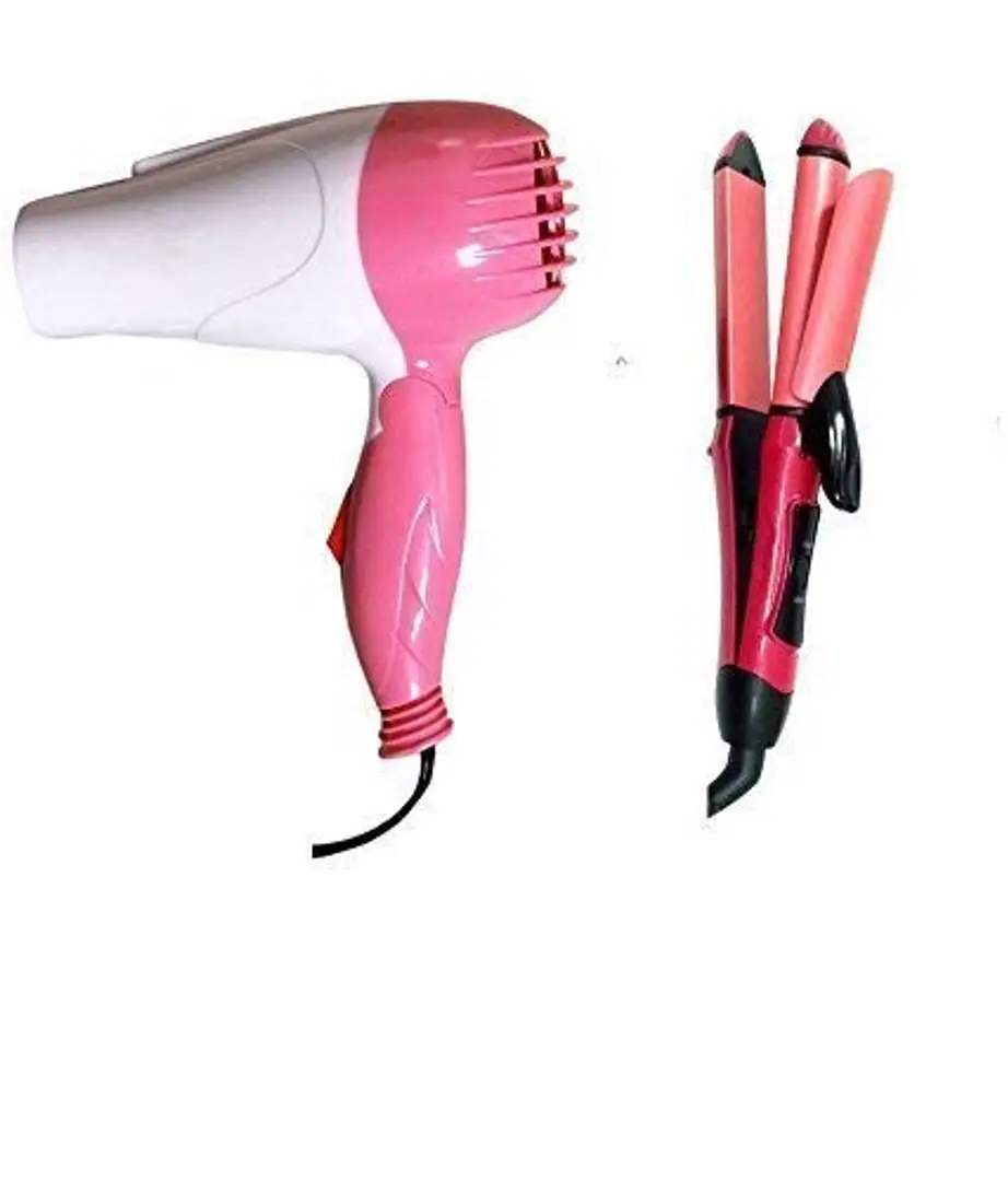 Foldable Hair Dryer and 2 in 1 Hair Straightener and Curler Combo for Women  and Girls (
