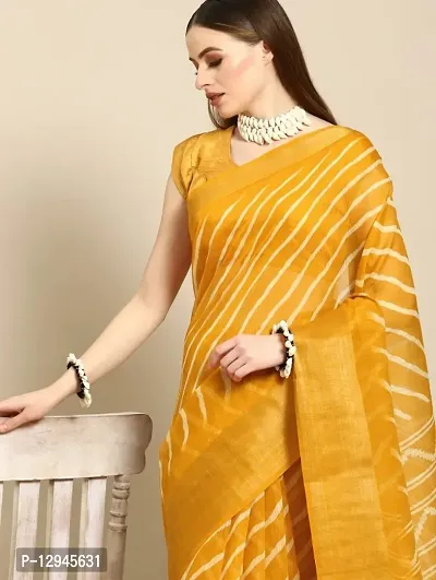 Buy Muslin Marigold Yellow Leheriya Saree Online