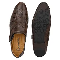 Runway Shoe Men's Brown Synthetic Velcro Roman Sandals 8 UK/IND-thumb1