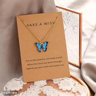 Blue Butterfly Necklace Chain Pendent for Women and Girls