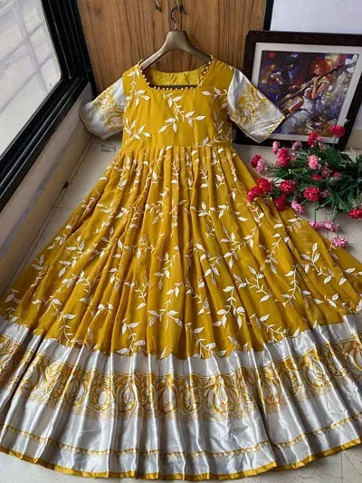 Multicoloured Georgette Ethnic Gowns For Women