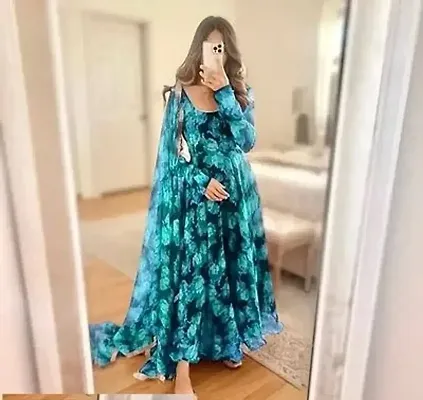 Multicoloured Georgette Ethnic Gowns For Women