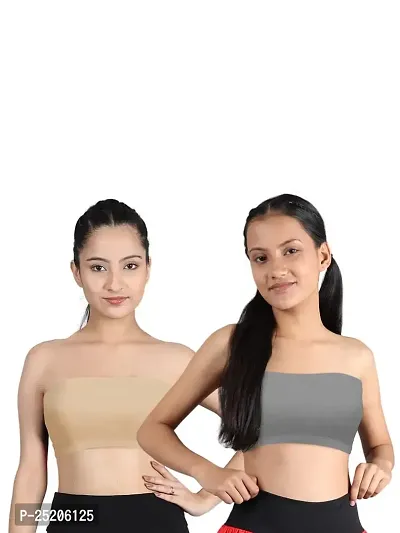 D'chica Slip-on Strapless Bra for Teenagers, Girls Beginners Bra Sports  Cotton Non-Wired Non-Padded Crop Top Bra Full Coverage Seamless Gym Stylish  Workout Training Bra for Kids(Pack of 2)