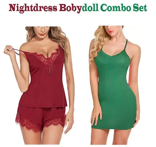Buy Hot Womens Girls Nightgown Hot Sleepwear Sling Dress Baby Doll Lingerie  Honeymoon/first Night/anniversary Bridal Nightdress Maroon Color Online In  India At Discounted Prices