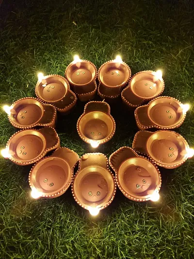 The Bling Stores New LED Light Diya with Battery Optimizer (Set of 6) | Floating Diyas | White Colour | No Electricity Needed | Artificial Diya with LED Light, Best for Diwali Purpose