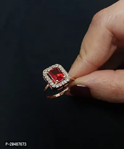 DASTOOR Gold-Plated Red Kundan Studded Finger Ring