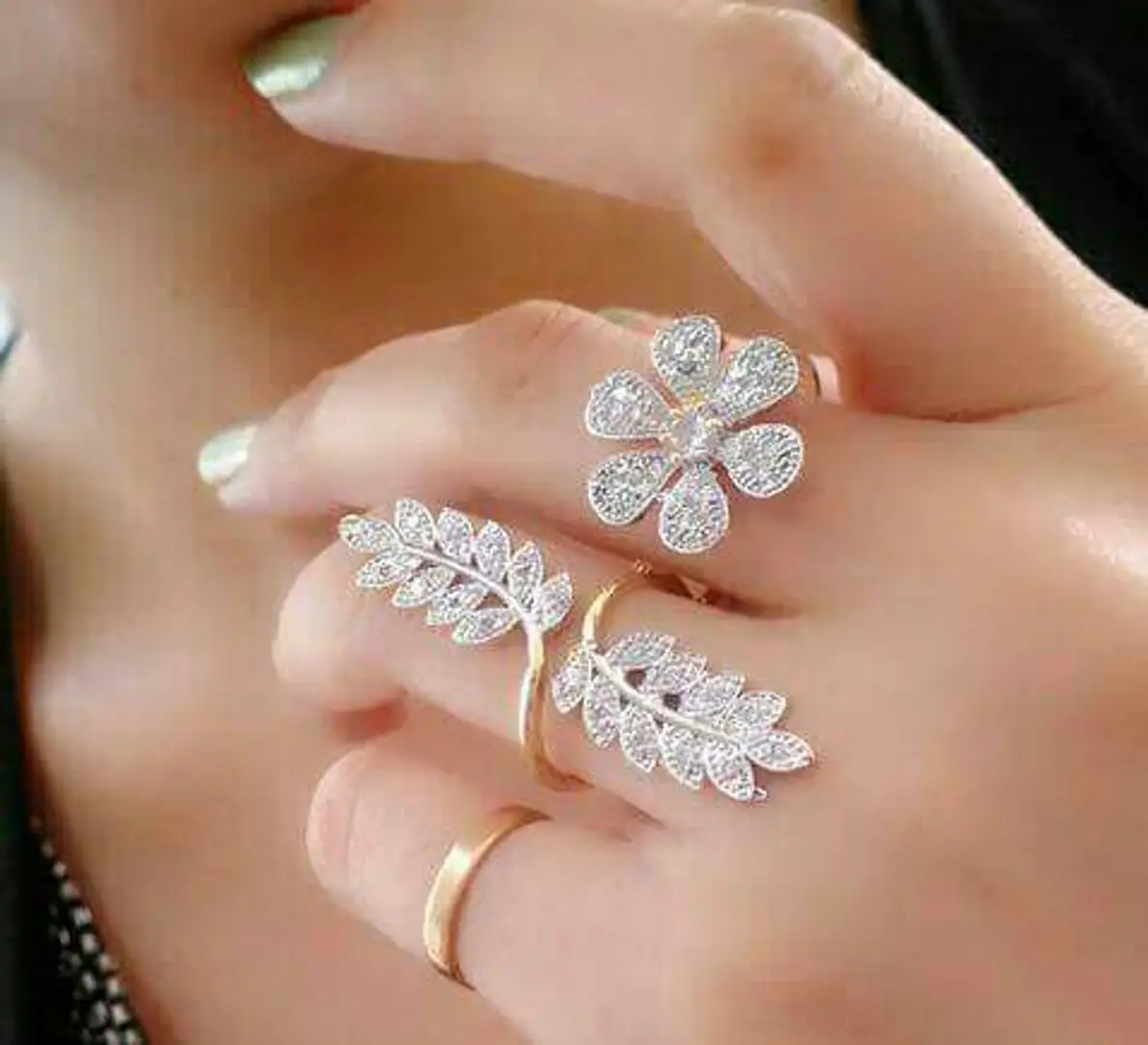 European Light Luxury Style Double Ring Zircon Ring Women's - Temu