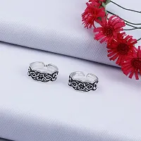 Traditional Silver Oxidized Toe Rings Set Bichiya for women-thumb1