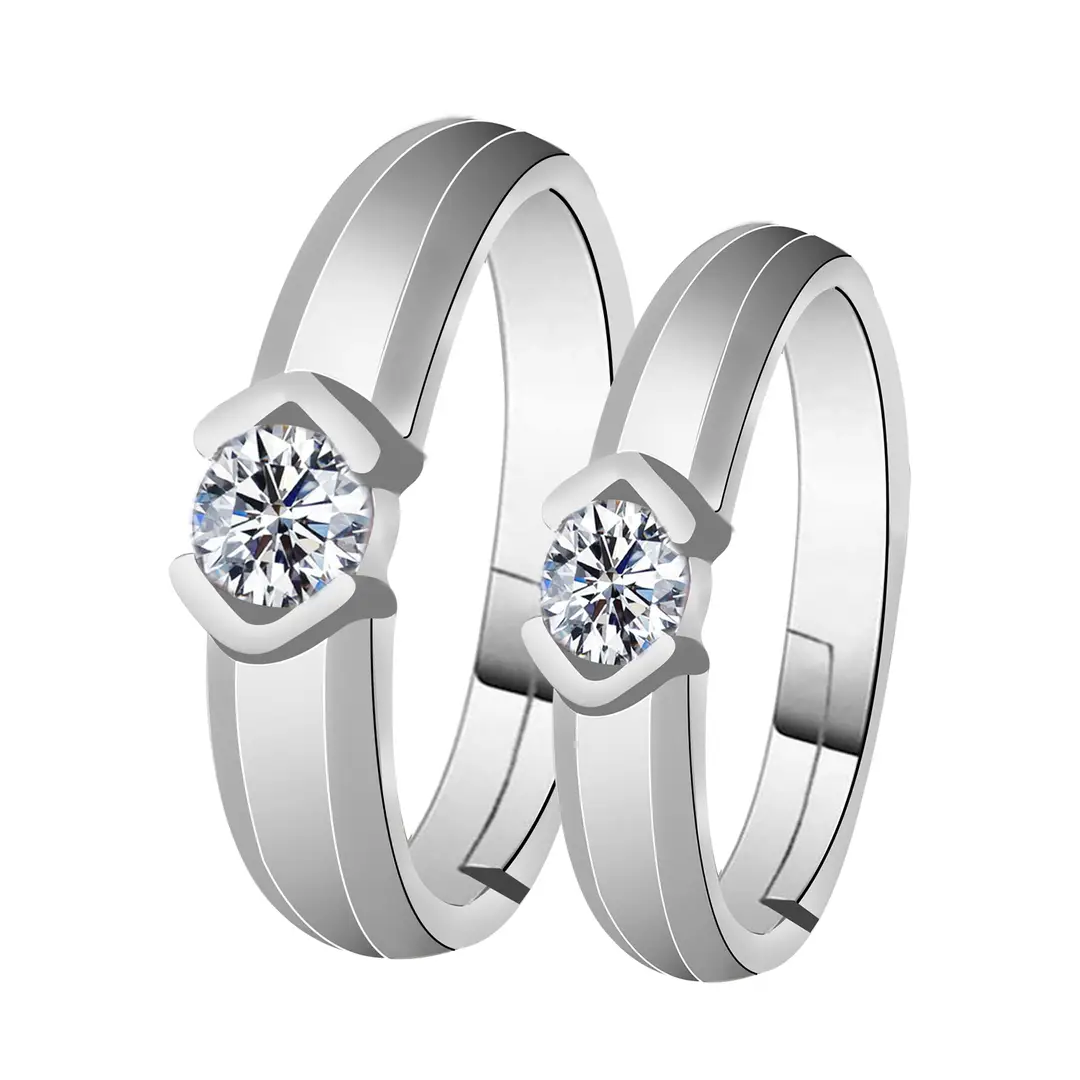 Amazon.com: UMIERUI Promise Rings for Couples 925 Sterling Silver Couple  Rings Set Engagement Wedding Ring Band Adjustable Couple Ring : Clothing,  Shoes & Jewelry