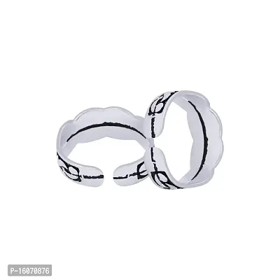 Traditional Silver Oxidized Toe Rings Set Bichiya for women-thumb5