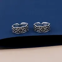 Traditional Silver Oxidized Toe Rings Set Bichiya for women-thumb2