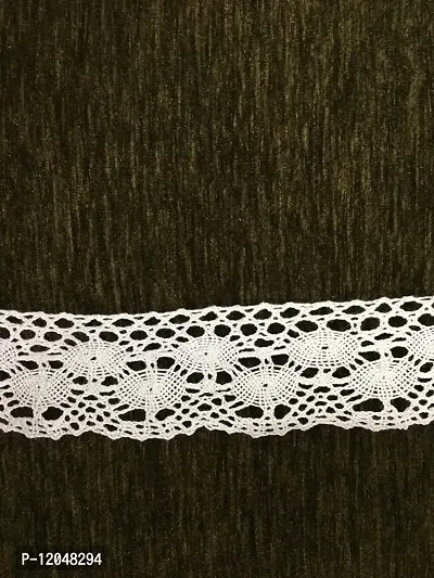 White Cotton Crocia Lace and Border Material for Suits, Saree
