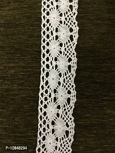 White Cotton Crocia Lace and Border Material for Suits, Saree