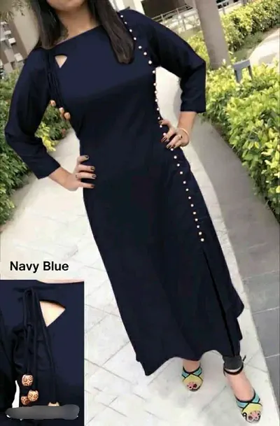 Navy Blue Coloured Rayon Kurti