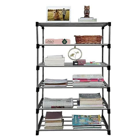 TURBOMAX 6 Layer Book Shelf Rack Metal Stand for Home, Living Room,  Study Room Storage Organizer for Multipurpose