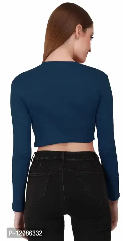 Buy THE BLAZZE 1128 Sexy Women's Crew Neck Full Sleeve Tank Crop Tops Bustier  Bra Vest Shorts Crop Top Bralette Blouse Top (XX-Large, Navy) Online In  India At Discounted Prices
