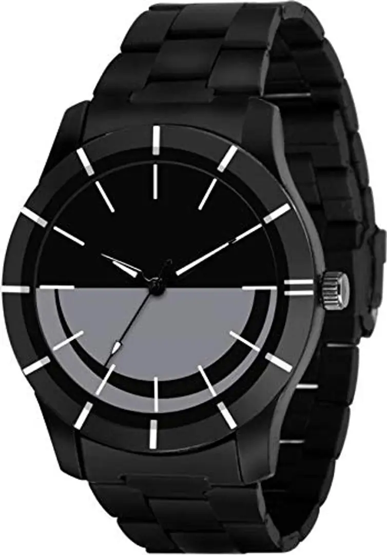 A Full Black Stailess Steel Case with Uniq Time Presentation Analog Watch  with FRE King Bracelet for Men/Watch for Boy Pack of 2 : Amazon.in: Fashion