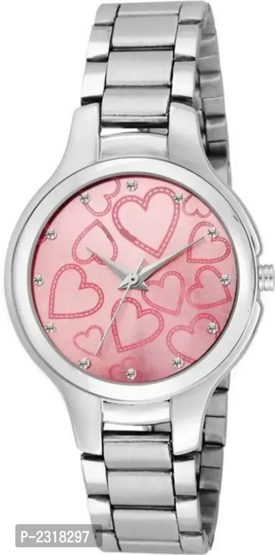 Stylish Designer Analogue Silver Pink Dial Watch For Girls