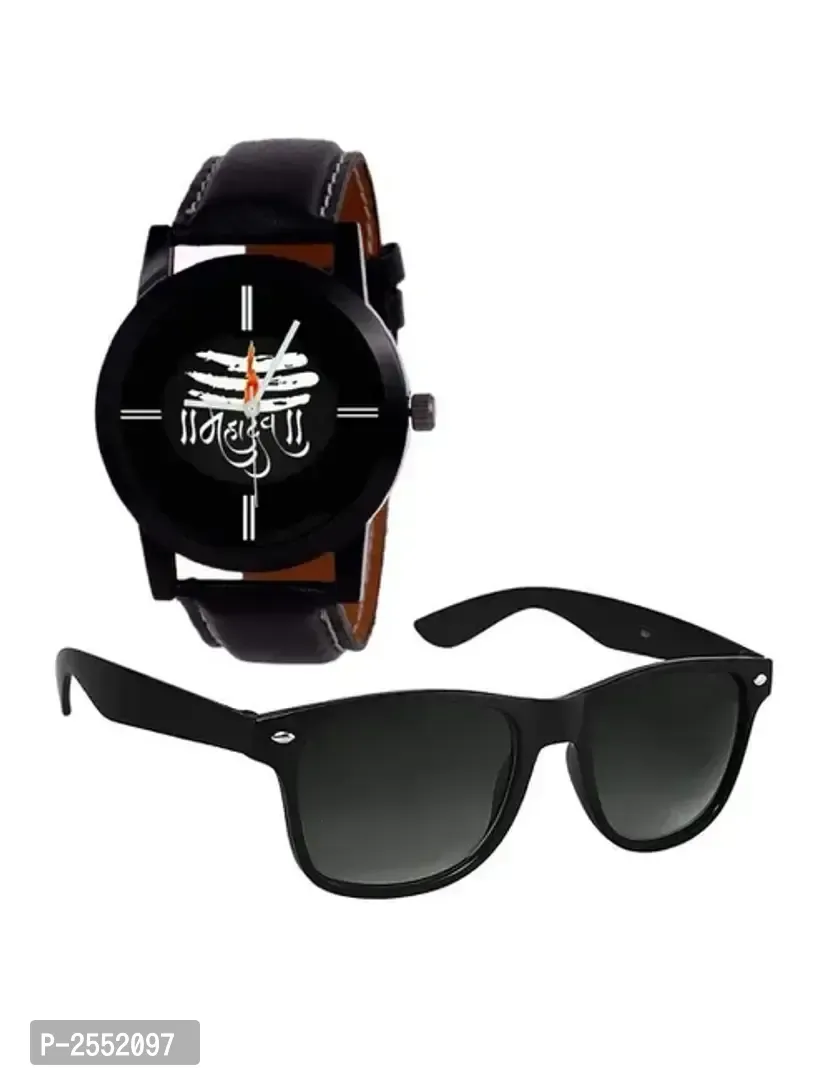 combo of mahadev black watch with black wayfer sunglasse myshopprime