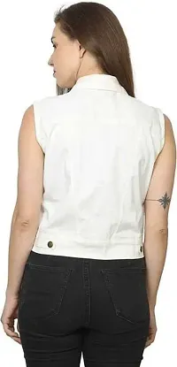 GSA MALL Stylish Latest Denim Cotton Blend Jacket For Women | SLEL-WHITE-M-thumb1
