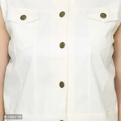 GSA MALL Stylish Latest Denim Cotton Blend Jacket For Women | SLEL-WHITE-M-thumb3