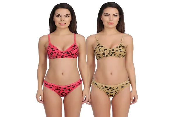 Women's Printed Cotton Bra Panty Set