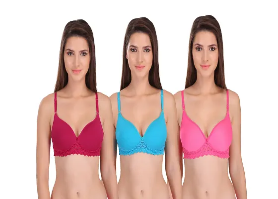 Attractive Satin Padded Bras Set Of 5