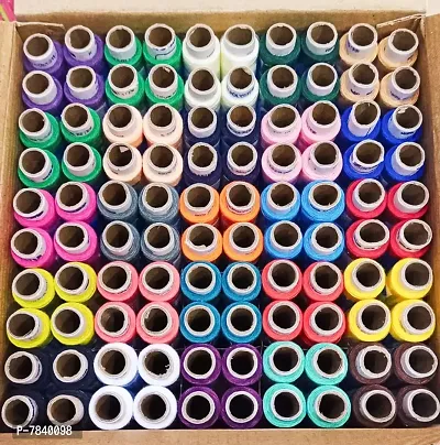 Multicolor Best Quality Polyester Thread Sewing Colours Threads Spools (25 shades in 4 spools) Thread  (150 m Pack of100-thumb1