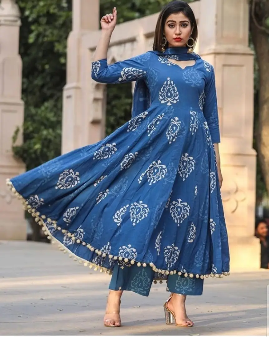 Comfortable Quality Blue And White Printed Cotton Kurti Palazzo Set For  Ladies Decoration Material Stones at Best Price in Burdwan  Big Deal 360