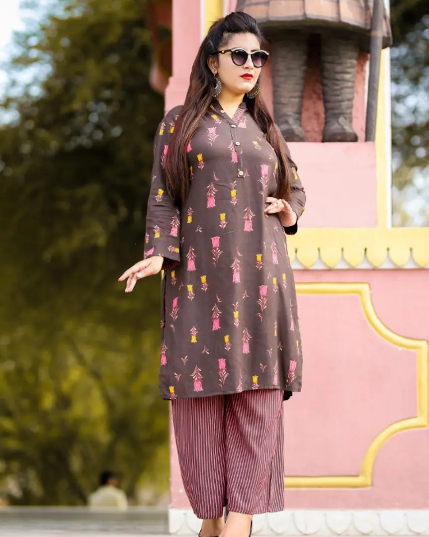 Jaipur Kurti Kurta Set  Buy Jaipur Kurti A Straight Ethnic Printed Kurti  With Printed Skirt set Of 2 Online  Nykaa Fashion