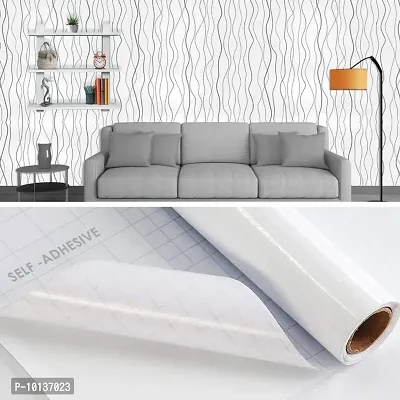 Wallmonks Winter Curves Silver Wallpaper Stickers Home Decor Items for Living Room, Wall Stickers for Bedroom, Curves & Graphic Wallpapers for Home & PVC Wall Stickers for Hall Room 45CMX1000CM