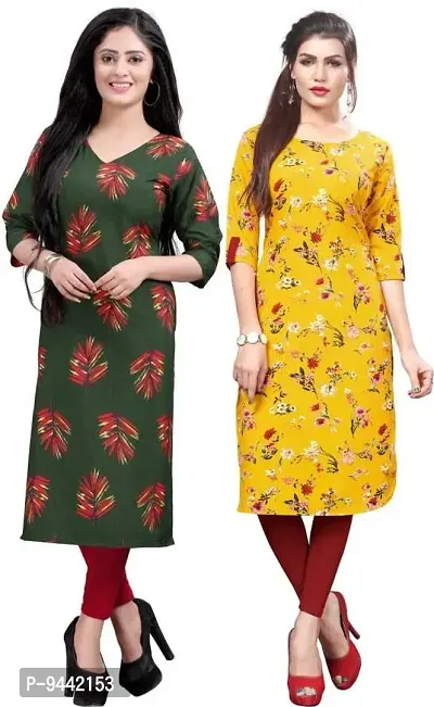 Buy Hirlax Kurtis For Women - Fancy American Crepe Printed Straight Kurti, Long  Kurti For Women, Crepe Kurtis For Daily, Office, Casual Wear, Kurta Set For  Women, Combo Of 2 Kurtas Online