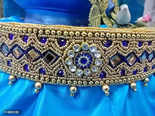 Light Blue Crepe Silk Satin Designer Saree With Waist Belt