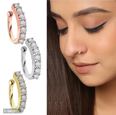 Buy Jewelopia Maharashtrian Nath CZ Nose Ring Combo Without Piercing Gold  Plated Clip On Nose Pin For Women Online at Best Prices in India - JioMart.