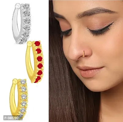 Buy Azai By Nykaa Fashion Stylish Pink Coloured Stone Gold Tone Nose Pin  Piercing Jewellery Simple & Elegant Nose Piercing for Women & Girls |  Lovely Gift at Amazon.in